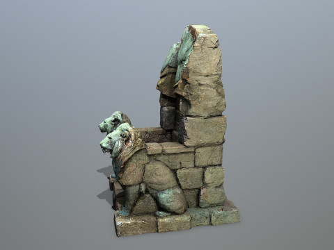 Lion Stone Throne 3D मॉडल