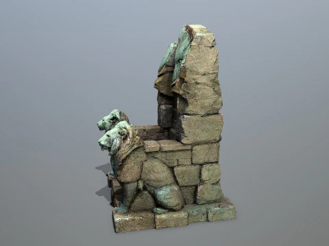 Lion Stone Throne 3D Model