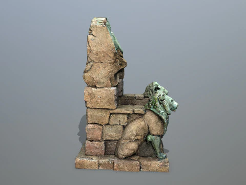 Lion Stone Throne 3D Model