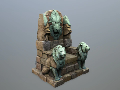 Lion Stone Throne 3D Model