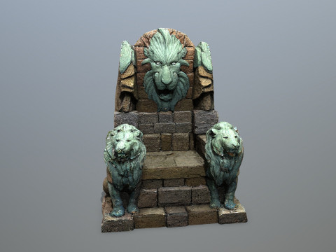 Lion Stone Throne 3D मॉडल