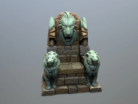 Lion Stone Throne 3D Model