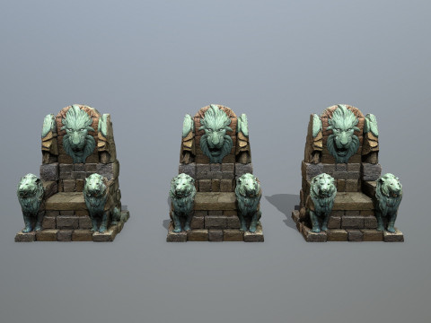Lion Stone Throne 3D मॉडल