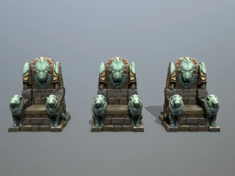 Lion Stone Throne 3D Model