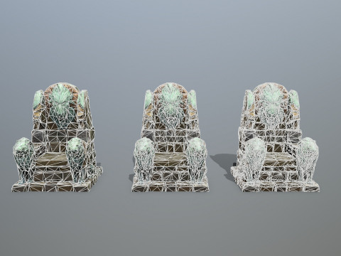 Lion Stone Throne 3D मॉडल