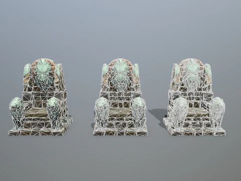 Lion Stone Throne 3D Model