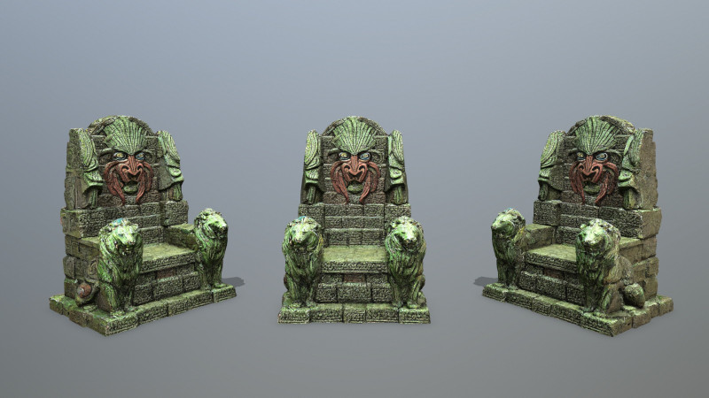 Lion Stone Throne Model 3D .c4d .max .obj .3ds .fbx .stl .blend 