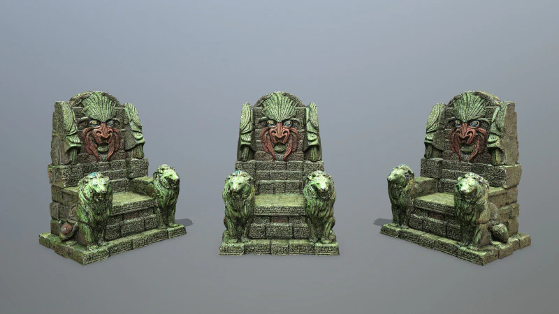 Lion Stone Throne 3D Model .c4d .max .obj .3ds .fbx .stl .blend 