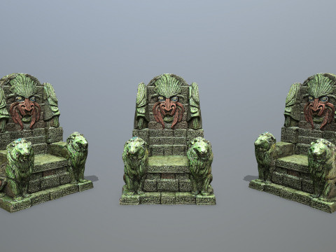 Lion Stone Throne 3D मॉडल