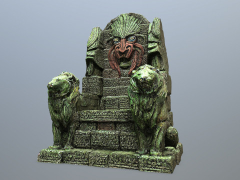 Lion Stone Throne Model 3D