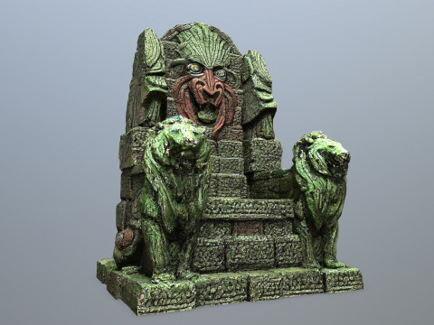 Lion Stone Throne Model 3D