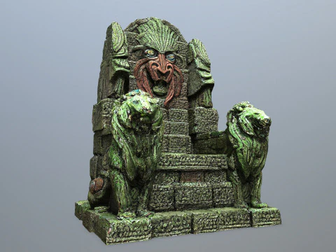 Lion Stone Throne 3D Model