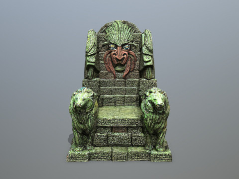Lion Stone Throne Model 3D