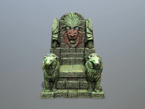 Lion Stone Throne 3D Model