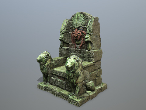 Lion Stone Throne Model 3D