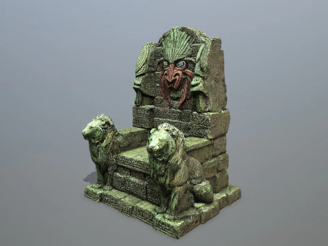 Lion Stone Throne 3D Model