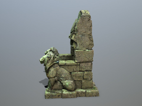 Lion Stone Throne Model 3D