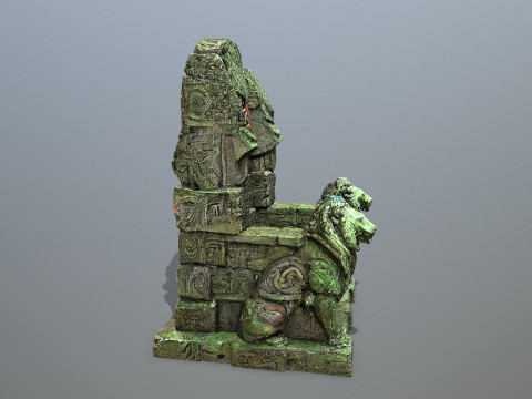 Lion Stone Throne Model 3D