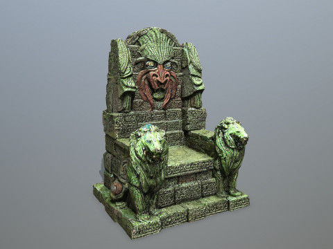 Lion Stone Throne Model 3D