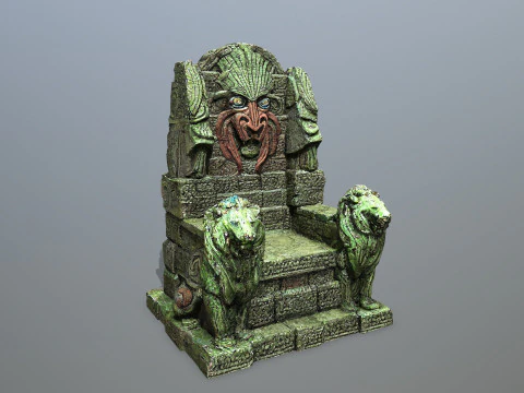 Lion Stone Throne 3D Model
