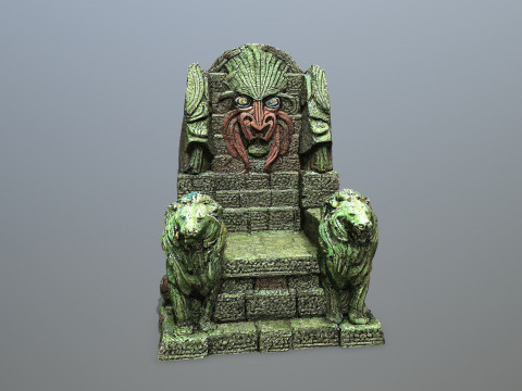 Lion Stone Throne Model 3D