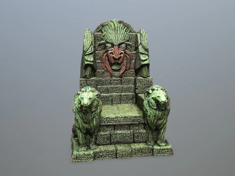 Lion Stone Throne 3D Model