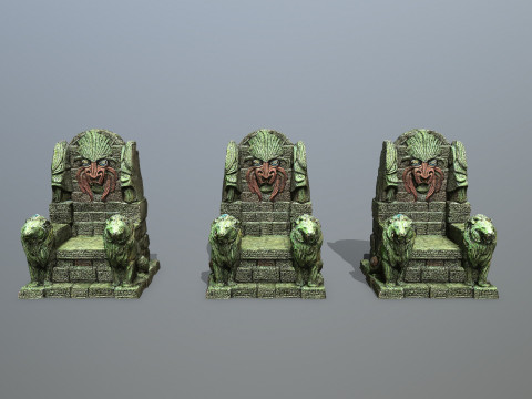 Lion Stone Throne Model 3D