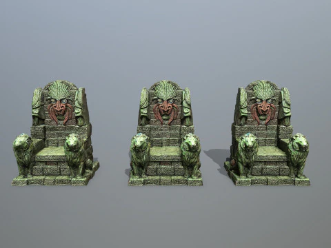 Lion Stone Throne 3D Model