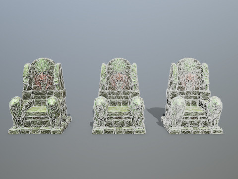 Lion Stone Throne Model 3D