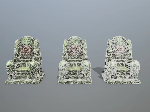 Lion Stone Throne 3D Model