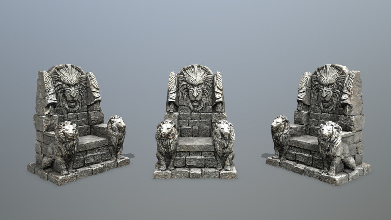 Lion Stone Throne Model 3D .c4d .max .obj .3ds .fbx .stl .blend 