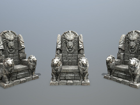 Lion Stone Throne 3D Model