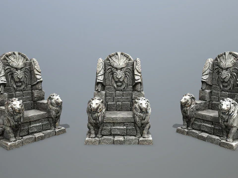 Trono di pietra del leone Modello 3D