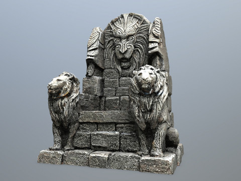Lion Stone Throne Model 3D