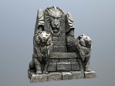 Lion Stone Throne Model 3D