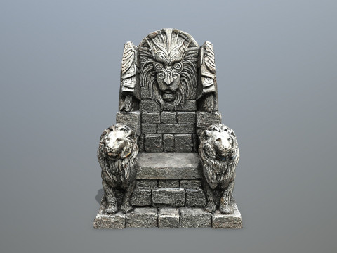 Lion Stone Throne Model 3D