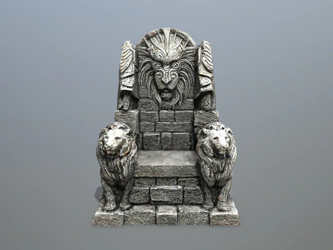 Lion Stone Throne 3D Model