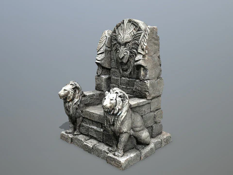 Lion Stone Throne 3D Model