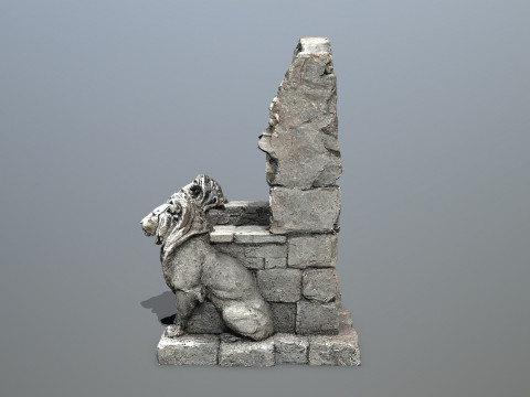 Lion Stone Throne Model 3D