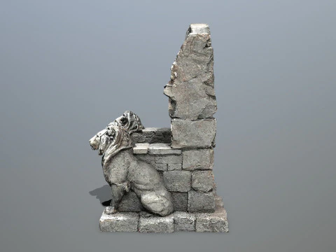 Lion Stone Throne 3D Model