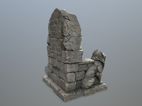 Lion Stone Throne Model 3D