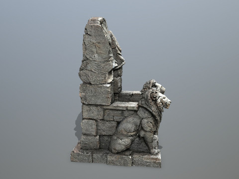 Lion Stone Throne Model 3D