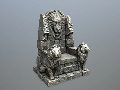 Lion Stone Throne 3D Model