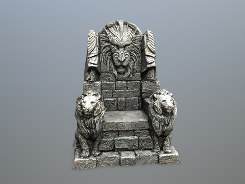 Lion Stone Throne Model 3D