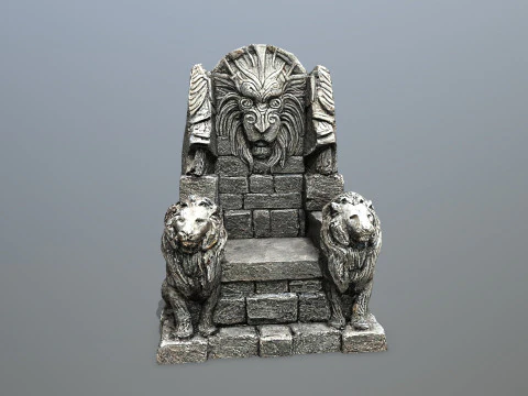 Lion Stone Throne 3D Model