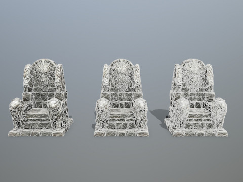 Lion Stone Throne Model 3D