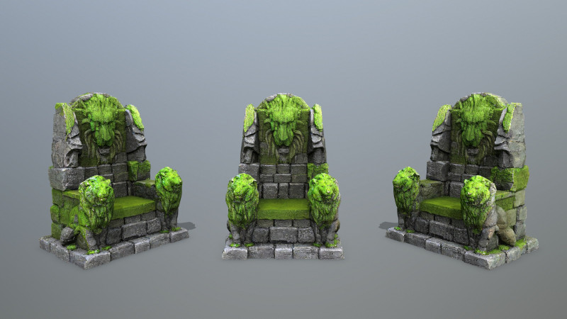 Lion Stone Throne Model 3D .c4d .max .obj .3ds .fbx .stl .blend 