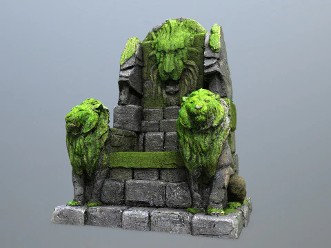 Trono de piedra del le&oacute;n Modelo 3D