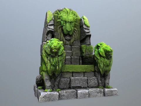 Trono de piedra del le&oacute;n Modelo 3D