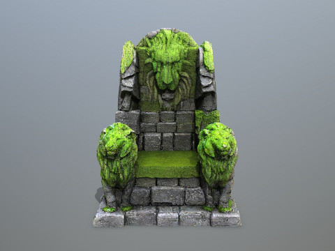 Lion Stone Throne Model 3D